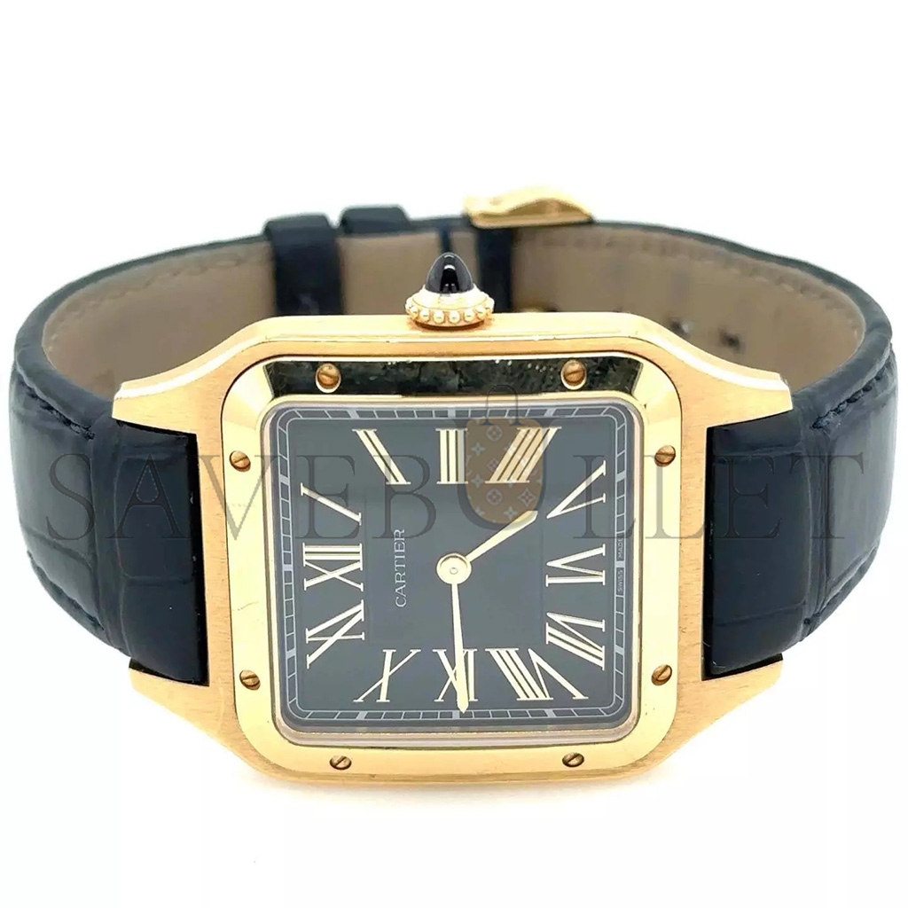 CARTIER SANTOS DUMONT YELLOW GOLD BLUE DIAL WATCH WGSA0077